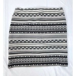 J. Jill XS Petite Black White Geometric Print Stretch Knit Skirt